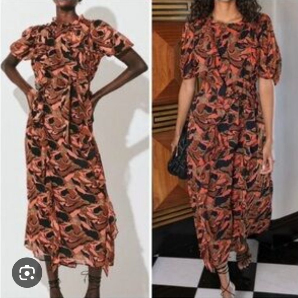 Cleobella Rust, Black & Brown Floral Maxi Dress